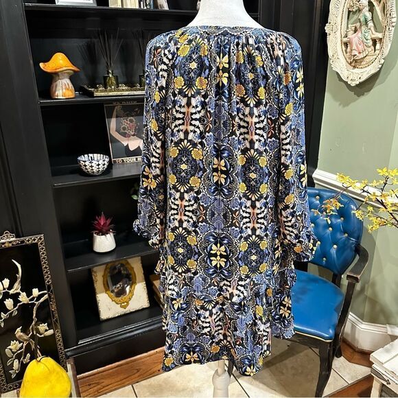 Loft Blue and Yellow Floral Tiered Dress Size Small - Picture 9 of 12